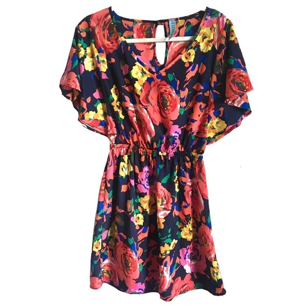 Alna B Short Sleeve Floral Mini Dress Small